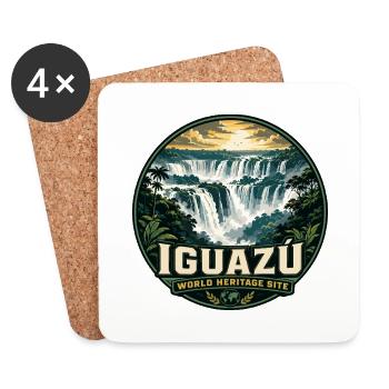 Iguazu Falls Argentina Brazil Vintage Badge - Coasters (set of 4) - white - Front