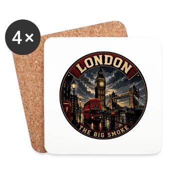 London Big Smoke Vintage Travel Badge - Coasters (set of 4) - white - Front