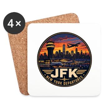 JFK Airport New York Vintage-Reiseabzeichen - Untersetzer (4er-Set) - Weiß - Vorne