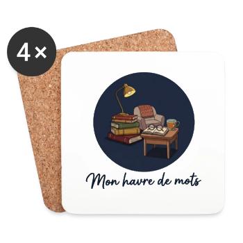 Mon havre de mots - Coin Lecture & Livre - Dessous de verre (lot de 4) - blanc - Devant