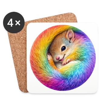 Rainbow Squirrel - Coasters (set of 4) - white - Front