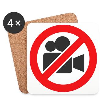 No Video Recording Prohibition Warning Sign Sticke - Coasters (set of 4) - white - Front