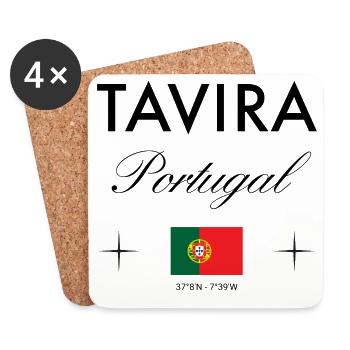 Tavira Portugal Coordinates Travel Souvenir - Coasters (set of 4) - white - Front