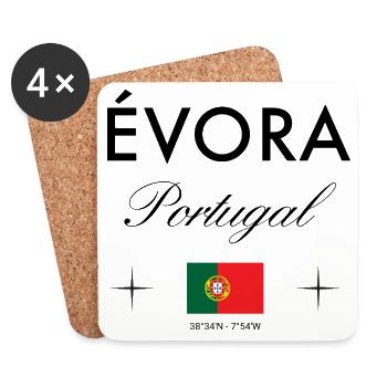 Evora Portugal Koordinaten Reise Souvenir - Untersetzer (4er-Set) - Weiß - Vorne