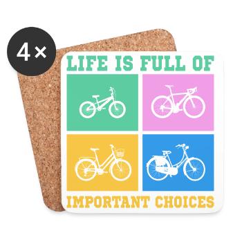 Bicycle Life is full of improtant choices - Coasters (set of 4) - white - Front