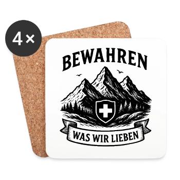 Bewahren was wir lieben Schweiz - Untersetzer (4er-Set) - Weiß - Vorne