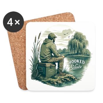 Hooked on Silence / Für Angelbegeisterte - Untersetzer (4er-Set) - Weiß - Vorne