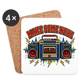 Make Some Noise Retro Boombox - Coasters (set of 4) - white - Front