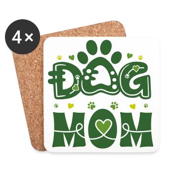 Dog Mom – Modern Pet Pride 🐾 - Coasters (set of 4) - white - Front