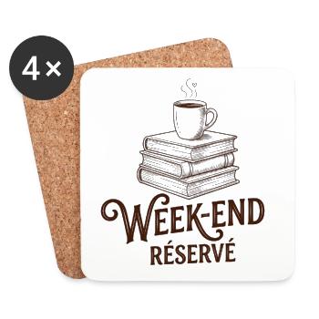 Week-end Réservé - Rendez-vous avec ma PAL - Dessous de verre (lot de 4) - blanc - Devant
