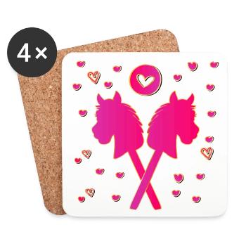 Hobby Horsing Girl - Coasters (set of 4) - white - Front