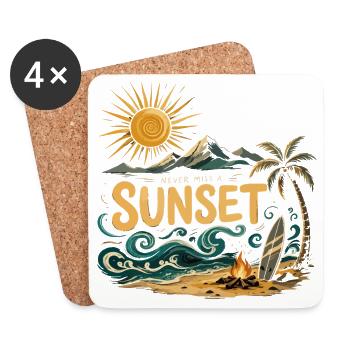 Sonnenuntergang am Strand Surf - Untersetzer (4er-Set) - Weiß - Vorne