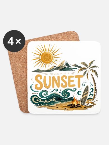 Sonnenuntergang am Strand Surf - Untersetzer (4er-Set) - Weiß