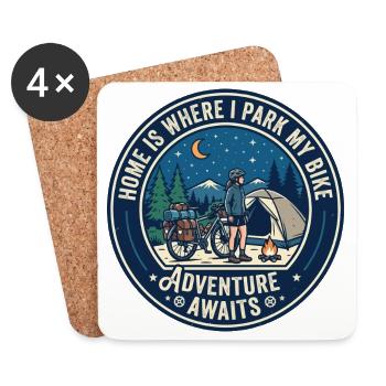 La maison est l’endroit où vous garez votre camping à vélo - Dessous de verre (lot de 4) - blanc - Devant