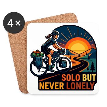 Solo But Never Lonely Cyclist Art - Coasters (set of 4) - white - Front