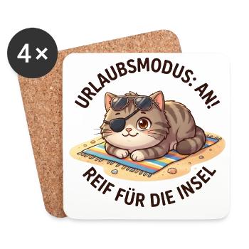 Kater Urlaubsmodus Insel Spruch - Untersetzer (4er-Set) - Weiß - Vorne