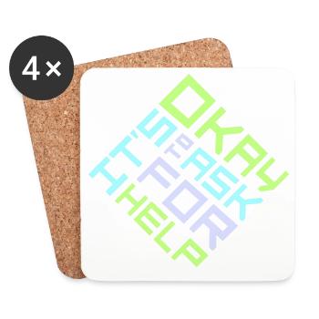 It's Okay To Ask For Help Help Questions Saying Logo - Coasters (set of 4) - white - Front