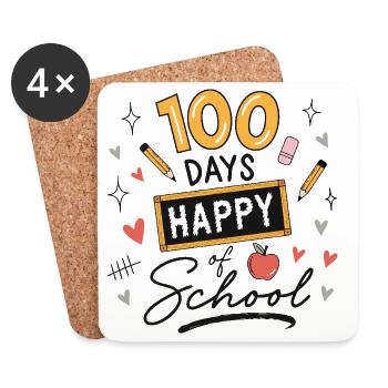 100 Days School Teacher Student - Coasters (set of 4) - white - Front