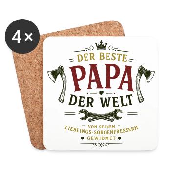 Der beste Papa der Welt - Untersetzer (4er-Set) - Weiß - Vorne