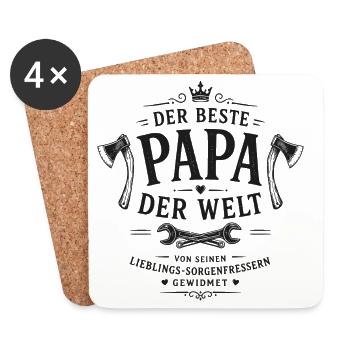 Der beste Papa der Welt Motiv - Untersetzer (4er-Set) - Weiß - Vorne