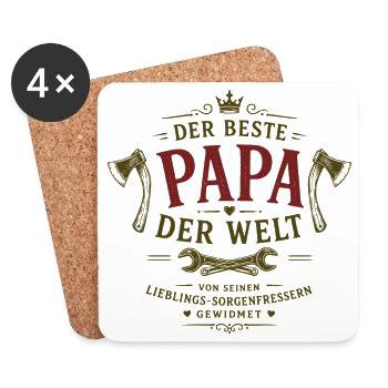 Der beste Papa der Welt - Untersetzer (4er-Set) - Weiß - Vorne