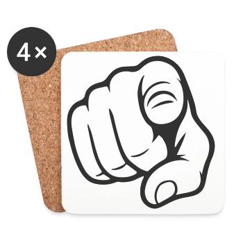 Pointer du doigt Tu gesticules Design d’autocollants - Dessous de verre (lot de 4) - blanc - Devant