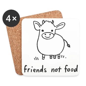 Friends Not Food Cow Vegan Minimalist - Dessous de verre (lot de 4) - blanc - Devant