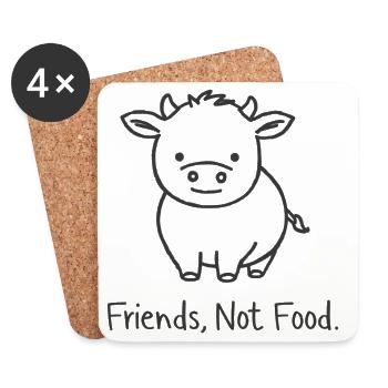 Friends Not Food Pork Vegan Minimalist - Coasters (set of 4) - white - Front