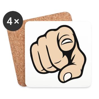 Pointing Finger You Gesture Sticker Design - Coasters (set of 4) - white - Front