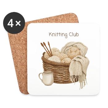 Club de tricot : passe-temps douillet - Dessous de verre (lot de 4) - blanc - Devant