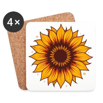 Sunflower Fire Colors Pattern - Coasters (set of 4) - white - Front