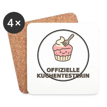 Offizielle Kuchentesterin – Geschenk für Bäckerin - Untersetzer (4er-Set) - Weiß - Vorne