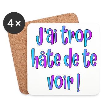 J'ai hâte de vous voir - Dessous de verre (lot de 4) - blanc - Devant