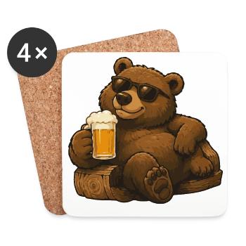 Beer bear with sunglasses - Coasters (set of 4) - white - Front