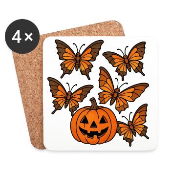 Halloween Pumpkin with Butterflies - Coasters (set of 4) - white - Front