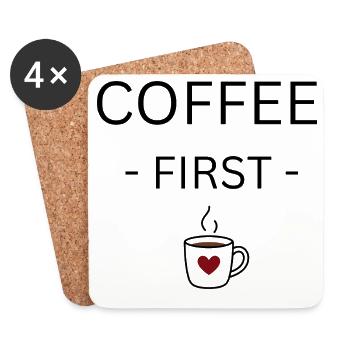 Heart Mug CoffeeLove - Coasters (set of 4) - white - Front