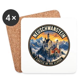 Neuschwanstein Castle Germany Vintage Badge - Coasters (set of 4) - white - Front