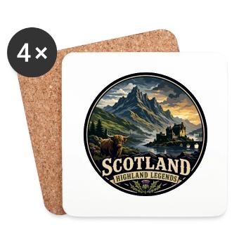 Scotland Highland Legends Vintage-Reiseabzeichen - Untersetzer (4er-Set) - Weiß - Vorne
