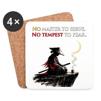 No Master To Serve No Tempest To Fear Samurai Tee - Coasters (set of 4) - white - Front