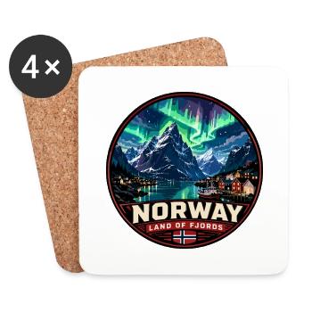 Insigne vintage du pays de Norvège des fjords - Dessous de verre (lot de 4) - blanc - Devant