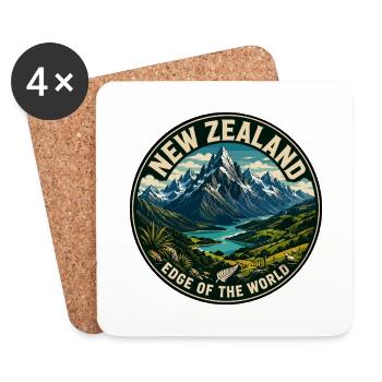 New Zealand Edge of the World Vintage Badge - Coasters (set of 4) - white - Front