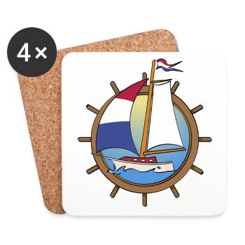 Dutch Sailboat in steering wheel - Coasters (set of 4) - white - Front
