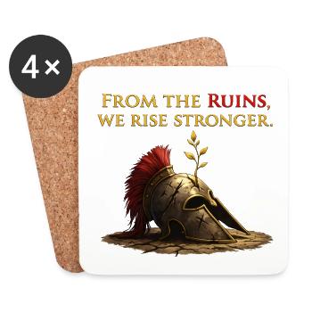From The Ruins We Rise Stronger Spartan Gym Shirt - Coasters (set of 4) - white - Front