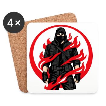 Flames Ninja Circle - Coasters (set of 4) - white - Front