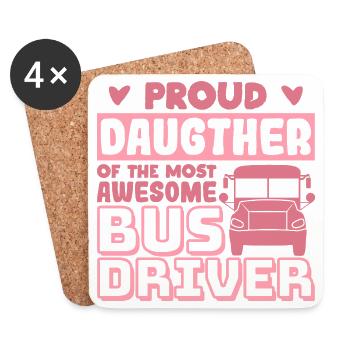 Fille fière d’un excellent chauffeur de bus - Dessous de verre (lot de 4) - blanc - Devant