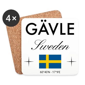 Gävle Sweden Coordinates Travel Souvenir - Coasters (set of 4) - white - Front