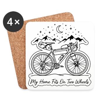 Gravel-Bike – mein Zuhause passt auf zwei Rädern - Untersetzer (4er-Set) - Weiß - Vorne