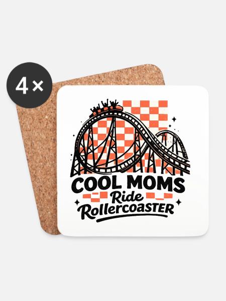 Cool Moms Roller Coaster Ride - Coasters (set of 4) - white