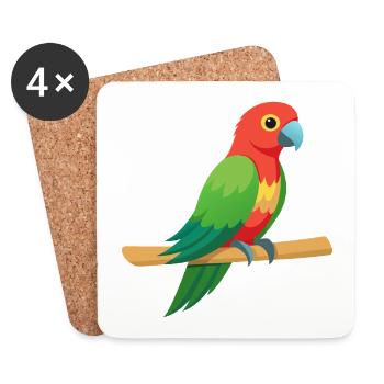 Tropical Parrot - Coasters (set of 4) - white - Front