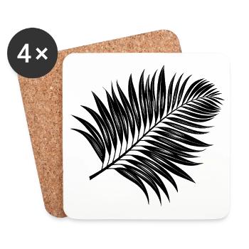 Tropical Palm Leaf - Coasters (set of 4) - white - Front